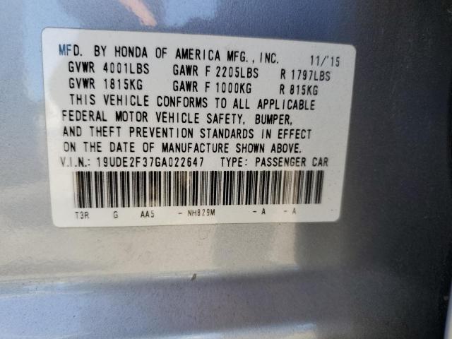 19UDE2F37GA022647 - 2016 ACURA ILX BASE WATCH PLUS SILVER photo 12