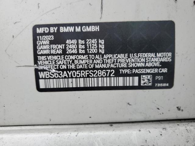 WBS63AY05RFS28672 - 2024 BMW M3 CS WHITE photo 13