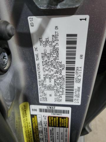 5TFRY5F17CX126073 - 2012 TOYOTA TUNDRA DOUBLE CAB SR5 SILVER photo 12