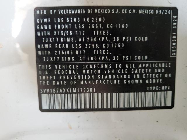 3VV1B7AXXLM179301 - 2020 VOLKSWAGEN TIGUAN S WHITE photo 13