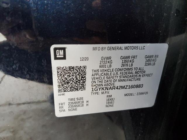 1GYKNAR42MZ160883 - 2021 CADILLAC XT5 LUXURY BLUE photo 13