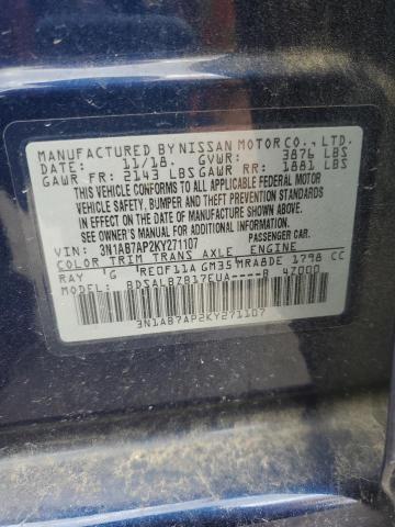 3N1AB7AP2KY271107 - 2019 NISSAN SENTRA S Mavi foto 13