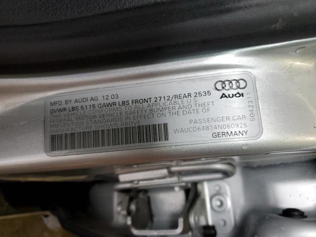 WAUCD64B14N060925 - 2004 AUDI A6 S-LINE QUATTRO SILVER photo 12