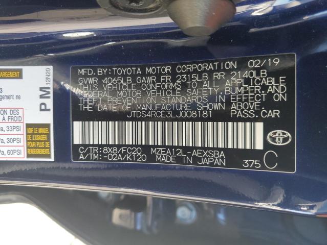 JTDS4RCE3LJ008181 - 2020 TOYOTA COROLLA SE 蓝色 照片 13