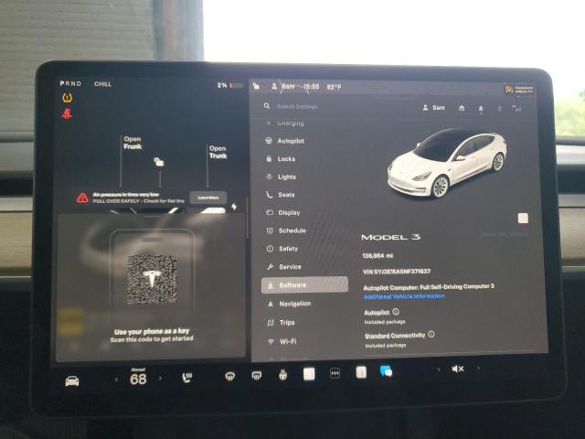 5YJ3E1EA5NF371637 - 2022 TESLA MODEL 3 WHITE photo 9