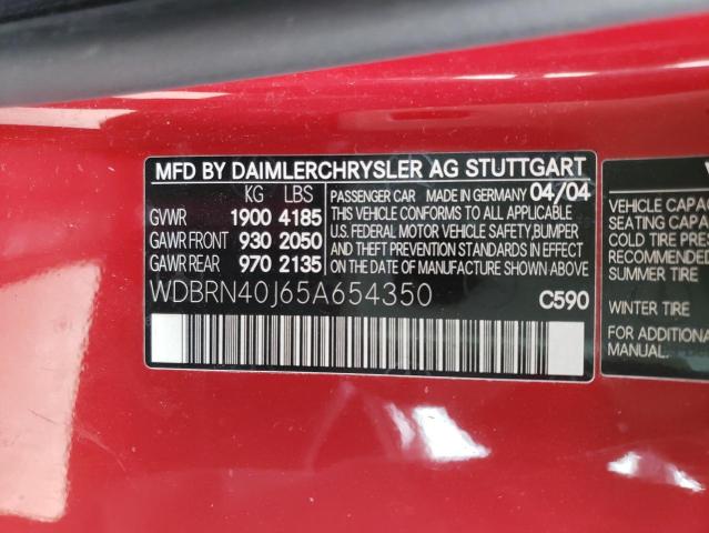 WDBRN40J65A654350 - 2005 MERCEDES-BENZ C 230K SPORT COUPE RED photo 12