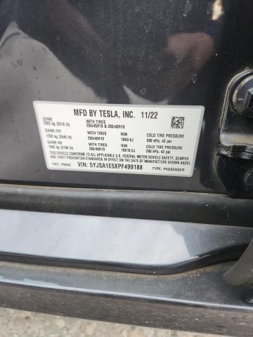 5YJSA1E5XPF499188 - 2023 TESLA MODEL S 灰色 照片 12