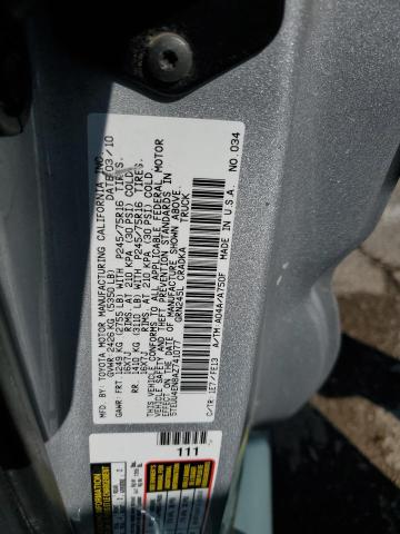 5TEUU4EN8AZ741077 - 2010 TOYOTA TACOMA ACCESS CAB Күміс фото 12