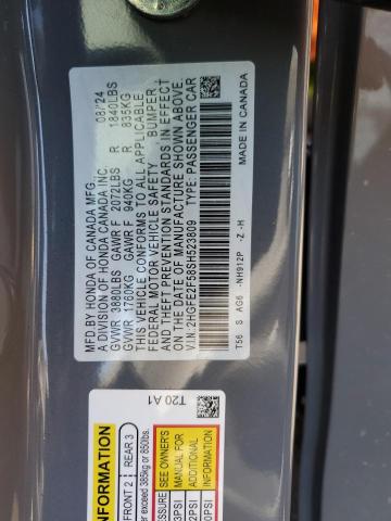 2HGFE2F58SH523809 - 2025 HONDA CIVIC SPORT GRAY photo 12