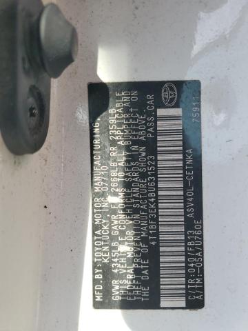 4T1BF3EK4BU631523 - 2011 TOYOTA CAMRY BASE Білий фото 13