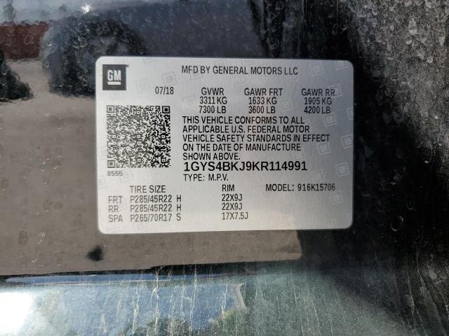 1GYS4BKJ9KR114991 - 2019 CADILLAC ESCALADE LUXURY Черный фото 13