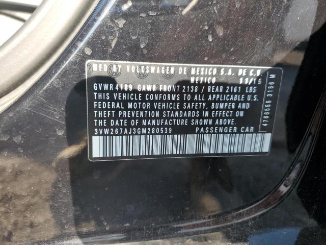 3VW267AJ3GM280539 - 2016 VOLKSWAGEN JETTA S BLACK photo 13