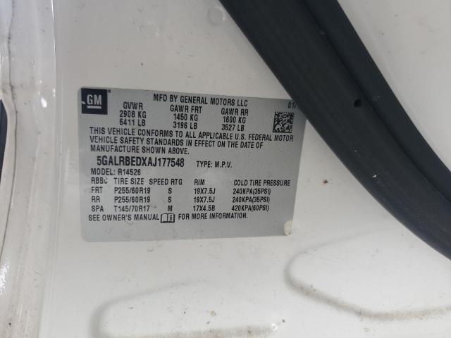 5GALRBEDXAJ177548 - 2010 BUICK ENCLAVE CXL Ağ foto 13