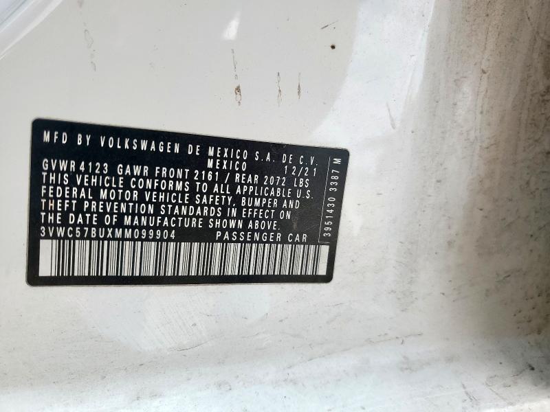 3VWC57BUXMM099904 - 2021 VOLKSWAGEN JETTA S WHITE photo 12