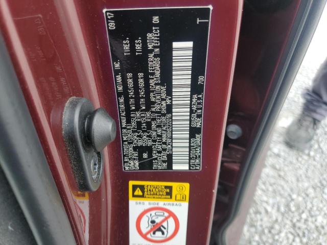 5TDKZRFHXHS232016 - 2017 TOYOTA HIGHLANDER SE RED photo 13