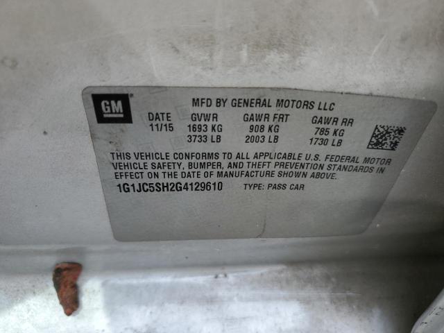 1G1JC5SH2G4129610 - 2016 CHEVROLET SONIC LT 灰色 照片 12