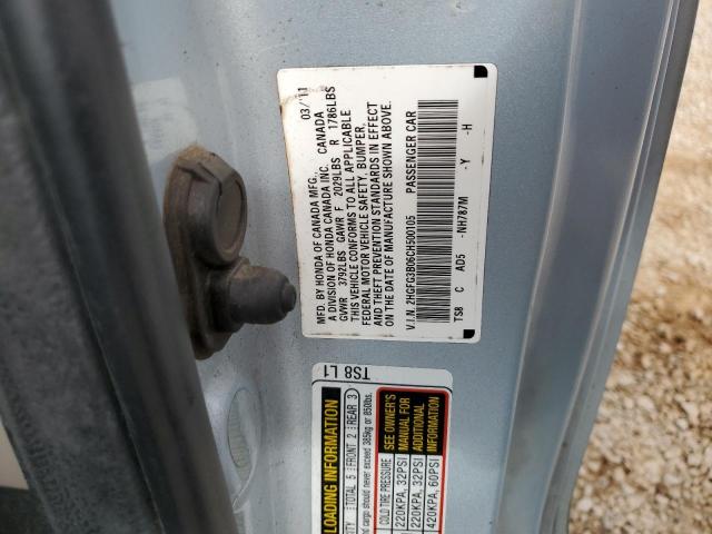 2HGFG3B06CH500105 - 2012 HONDA CIVIC EXL GRAY photo 12