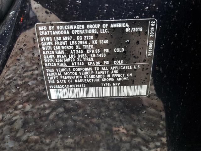 1V2RR2CAXJC572432 - 2018 VOLKSWAGEN ATLAS SEL Qara foto 13