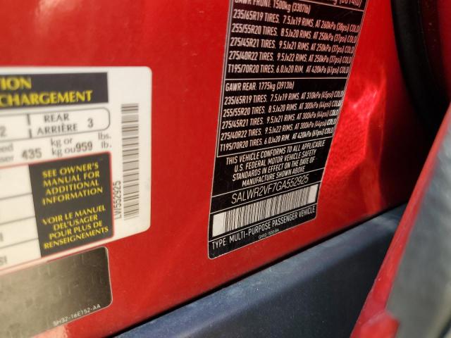 SALWR2VF7GA552925 - 2016 LAND ROVER RANGE ROVE HSE RED photo 13