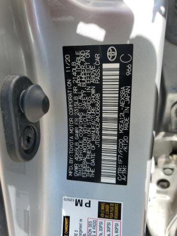 JTDS4MCE4MJ068698 - 2021 TOYOTA COROLLA SE ვერცხლისფერი ფოტო 12