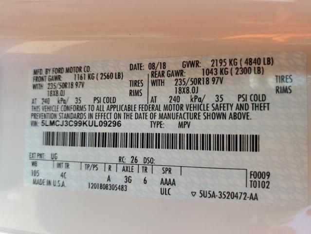 5LMCJ3C99KUL09296 - 2019 LINCOLN MKC RESERVE WHITE photo 13