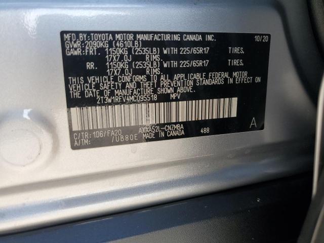 2T3W1RFV4MC095518 - 2021 TOYOTA RAV4 XLE Gümüş foto 13