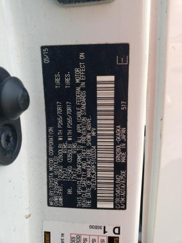 JTEZU5JR9F5103334 - 2015 TOYOTA 4RUNNER SR5 白色 照片 12