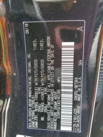 5TDBY5G13KS165389 - 2019 TOYOTA SEQUOIA SR5 أسود صورة 14