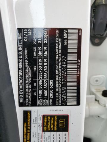 4JGDA5HB2FA534827 - 2015 MERCEDES-BENZ ML 350 4MATIC WHITE photo 13