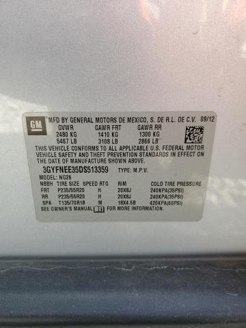 3GYFNEE35DS513359 - 2013 CADILLAC SRX PREMIUM COLLECTION Серебристый фото 12