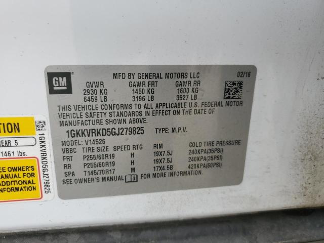 1GKKVRKD5GJ279825 - 2016 GMC ACADIA SLT-1 WHITE photo 13