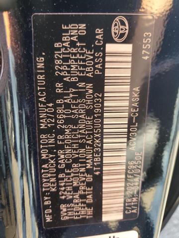 4T1BE32KX5U019032 - 2005 TOYOTA CAMRY LE BLACK photo 12