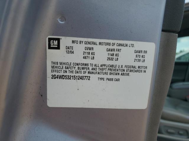 2G4WD532151240772 - 2005 BUICK LACROSSE CXL SILVER photo 12