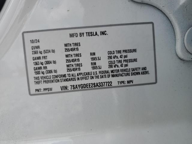 7SAYGDEE2SA337722 - 2025 TESLA MODEL Y Ağ foto 14