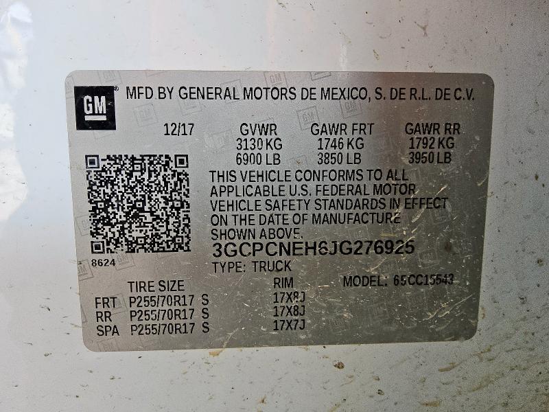 3GCPCNEH6JG276925 - 2018 CHEVROLET SILVERADO C1500 Blanco foto 13