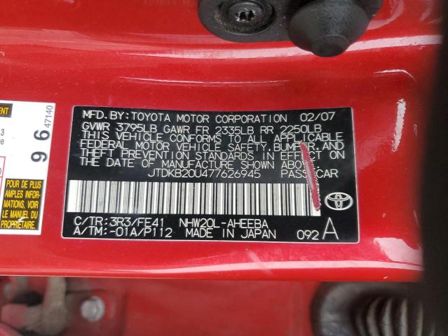 JTDKB20U477626945 - 2007 TOYOTA PRIUS Qırmızı foto 23