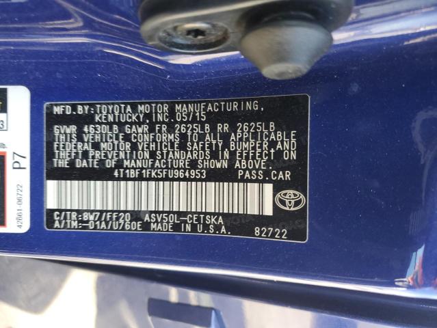 4T1BF1FK5FU964953 - 2015 TOYOTA CAMRY LE BLUE photo 12