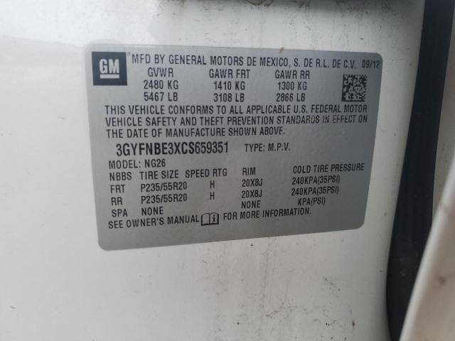 3GYFNBE3XCS659351 - 2012 CADILLAC SRX PERFORMANCE COLLECTION Blanc photo 14