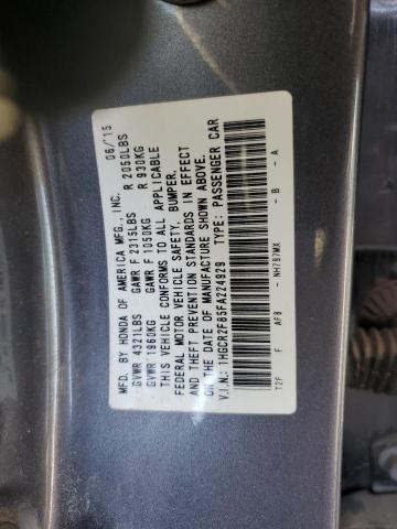 1HGCR2F85FA224929 - 2015 HONDA ACCORD EXL GRAY photo 12