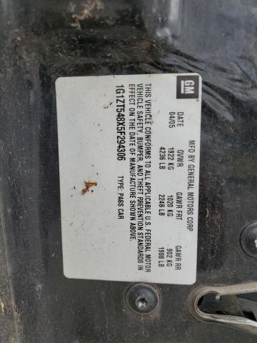 1G1ZT548X5F294306 - 2005 CHEVROLET MALIBU LS შავი ფოტო 12