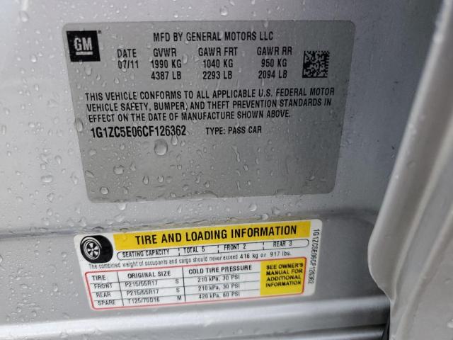 1G1ZC5E06CF126362 - 2012 CHEVROLET MALIBU 1LT SILVER photo 12