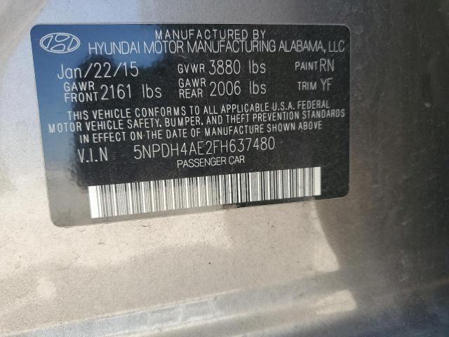 5NPDH4AE2FH637480 - 2015 HYUNDAI ELANTRA SE SILVER photo 13