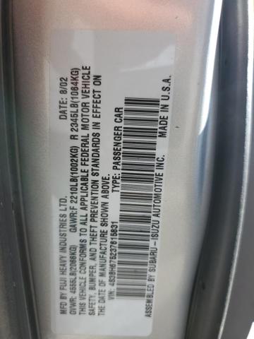 4S3BH675237615831 - 2003 SUBARU LEGACY OUTBACK AWP 银色 照片 12