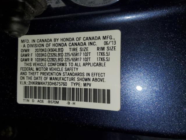 2HKRM4H73DH675760 - 2013 HONDA CR-V EXL BLUE photo 14