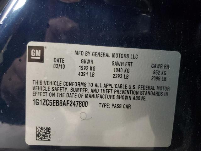 1G1ZC5EB8AF247800 - 2010 CHEVROLET MALIBU 1LT BLUE photo 12