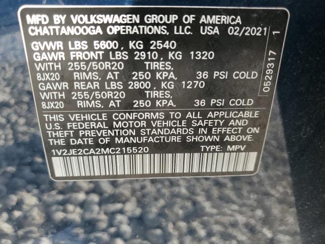 1V2JE2CA2MC215520 - 2021 VOLKSWAGEN ATLAS CROS SE BLUE photo 13