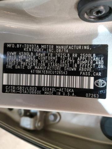 4T1BK1EBXEU126543 - 2014 TOYOTA AVALON BASE 金色 照片 12