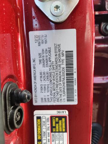 5J6RW2H87ML005206 - 2021 HONDA CR-V EXL RED photo 14