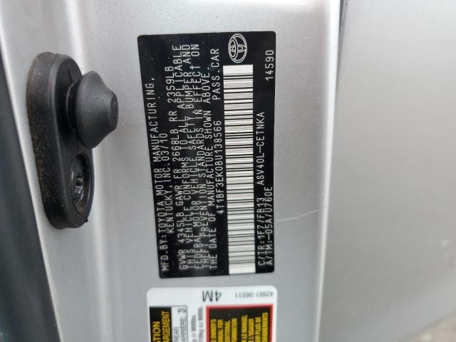 4T1BF3EK0BU138566 - 2011 TOYOTA CAMRY BASE SILVER photo 12