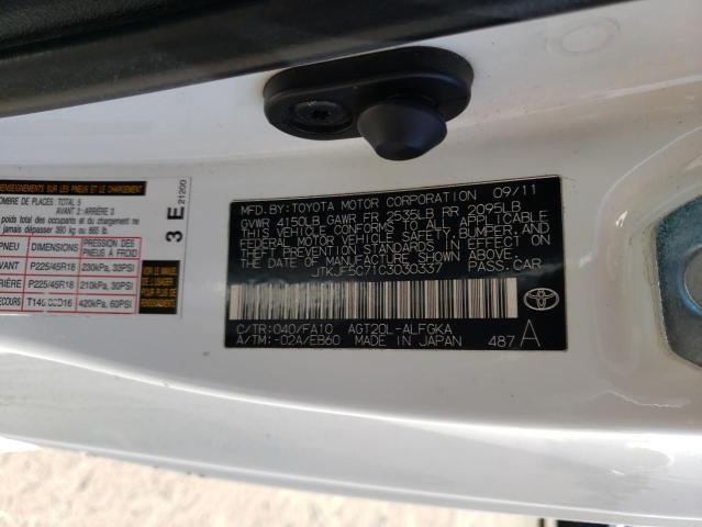 JTKJF5C71C3030337 - 2012 TOYOTA SCION TC თეთრი ფოტო 13